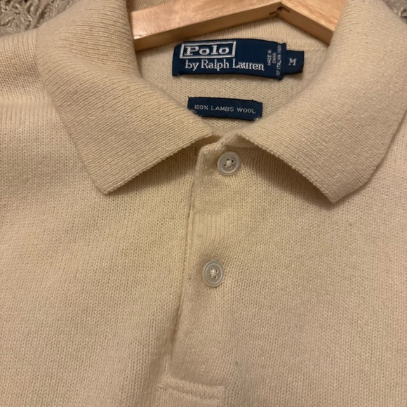Polo Ralph Lauren long-sleeve knit polo shirt lambswool size M - Picture 7 of 10